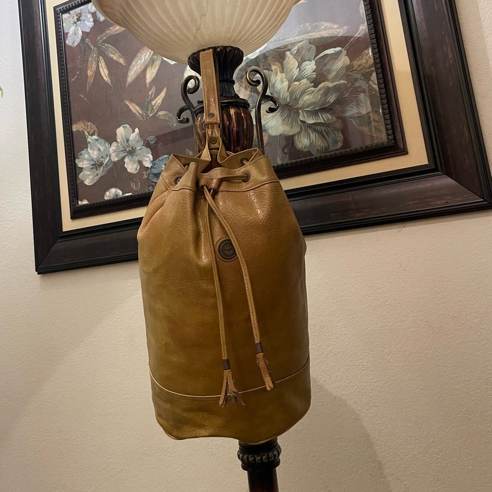 Capezio Tan Faux Leather Drawstring Bag